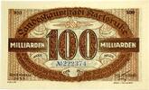 100 Milliarden Mark 1923 Deutschland Deutsches Reich Notgeld Notgeldschein, Gutschein, der Stadt Karlsruhe, Baden Württemberg II+