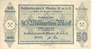 Deutschland Deutsches Reich 50 Milliarden Mark Notgeld, Bergbau, Meißen bei Minden Kohlenbergwerk G.m.b.H. in Westfalen -