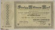Deutsches Reich Deutschland 50 Millionen Mark Notgeld, Notgeldschein, Leopold Cöthen, Deutsches Reichspapiergeld -