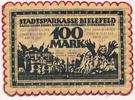 Bielefeld 100 Mark Seide,blaßgold m.Umschrift: NICHTS SCHRECKLICHERES..., mit Rundstempel -