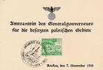 Deutschland Drittes Reich, Polen AK Postkarte Ganzsache Amtsantritt des Generalgouverneurs für die besetzten polnischen Gebiete, Krakau -