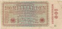 Deutsches Reich Deutschland 100 Milliarden Mark, Reichsbanknote ohne KN und FZ oliv: H -