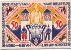 Bielefeld 50 Mark Seide,weiß, Werbung: Anker. . . ": ohne Stempel u. Unterschrift -