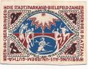 Bielefeld 25 Mark Seide, weiß mit Text: "GUTE HEBEZEUGE....", mit Rundstempel -