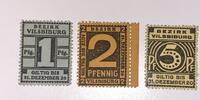Deutschland Deutsches Reich 1, 2, 5 Pfennig Notgelschein Notgeld Vilsbiburg 3 Scheine -