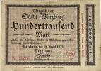 Deutschland Deutsches Reich 100 000 Mark Notgeldschein Notgeld Würzburg Bayern 1 Schein -