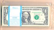 100x 1 Dollar:  $ 100 Dollars 1995 USA - Vereinigte Staaten v. Amerika Serie F Originalbündel zu 100 Stück. Ab KN: F 71000001 unc, unc-,  in Plas...