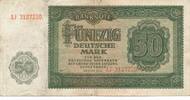 DDR Deutschland 50 Mark Rosenberg Nr. 345b – KN 7stellig Serie AJ -