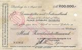 Duisburg 200000 Mark Schaaffhausen`scher Bankverein Scheck Nr. 47052, gelocht, Druck einseitig -