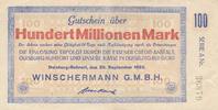 Duisburg-Ruhrort 100 Millionen Mark Gutschein Winscherman G.M.B.H Rhein Reederei, Großhandlung in Kohlen,Koks -