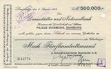 Duisburg 500000 Mark Schaaffhausen`scher Bankverein Scheck Nr. 14770, gelocht, Druck einseitig -