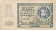 Polen Drittes Reich 5 Zloty Zlotych Sierpnia, Serie AE, Emissionsbanknote -