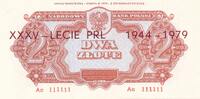 Polen 2 Zloty Durch die Mitte waagerecht Aufdruck: XXXV - LECIE PRL 1944-1979 -