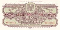 Polen 5 Zloty Durch die Mitte waagerecht Aufdruck: XXXV - LECIE PRL 1944-1979 -