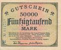 Hamborn 50 Tausend Mark Gutschein der Thyssen-Hütte, Serie E, Nr. 014759 -