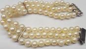 3 reihiges Perlenarmband Armband mit Akoya Perlen Damenarmband -
