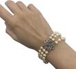 Goldschmuck Perlenschmuck 18K, 750er Gold Armreif mit Akoya Perlen Perlenarmband, 3-Reihig, Saphir -