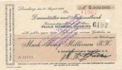 Duisburg 5 Millionen Mark Schaaffhausen`scher Bankverein Scheck Nr.33112, gelocht, Druck einseitig -