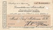 Duisburg 5 Millionen Mark Schaaffhausen`scher Bankverein Scheck Nr.33154, gelocht, Druck einseitig -