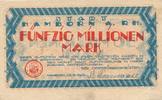 Hamborn 50 Millionen Mark Gutschein der städt.Kassen, Nr.220062 -