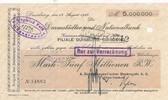 Duisburg 5 Millionen Mark Schaaffhausen`scher Bankverein Scheck Nr.34883, gelocht, Druck einseitig -
