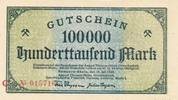 Hamborn 100 Tausend Mark Gutschein der Thyssen-Hütte, Nr. 015716 -