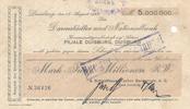 Duisburg 5 Millionen Mark Schaaffhausen`scher Bankverein Scheck Nr.36426, gelocht, Druck einseitig -