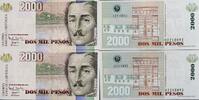 Kolumbien 2000 Pesos zwei folgende Seriennummer, 02218092-3, Banknote -