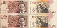 Kolumbien 1000 Pesos zwei folgende Seriennummer, 00615110-1, Banknote -