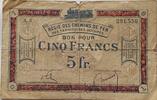 Belgien besetztes Rheinland Eisenbahn 5 Franken Banknote -