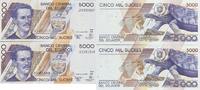 Ecuador 5000 Sucres zwei folgende Seriennummer, 03351507-8, Banknote -