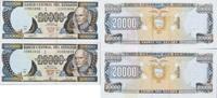 Ecuador 20000 Sucres zwei folgende Seriennummer, 00003898-9, Banknote -