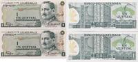 Guatemala 1 Quetzal zwei folgende Seriennummer, 07344030A- 1A, Banknote -