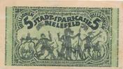 Bielefeld 5 Millionen Mark Notgeldschein Paier mit Perforation ( linke Seite ) -