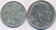 20, 50 Francs 1953 1954 Belgien 2x Silber Münzen ss