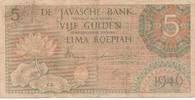 Niederländisch Indien 5 Gulden Geldschein Banknote Netherlands Indies -