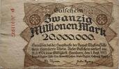 Deutschland Deutsches Reich 20 Mio. Mark Notgeld August Thyssen-Hütte Bew. Hamborn-Rhein -