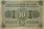Deutschland Deutsches Reich 10 Mio. Mark Notgeld Vereinigung Niedersächsischer Handelskammern Hannover -