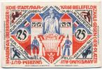 Bielefeld 25 Mark Leinenschein mit violetten Rundstempel -
