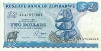 Simbabwe 2 Dollars Banknote Reserve Bank of Zimbabwe -