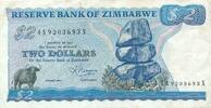 Simbabwe 2 Dollars Banknote Reserve Bank of Zimbabwe -
