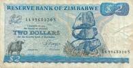 Simbabwe 2 Dollars Banknote Reserve Bank of Zimbabwe -