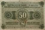 Deutschland, Deutsches Reich 50 Md. Mark Notgeld Hannover -