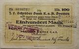 Deutschland Deutsches Reich 100 Mark Notgeld Francke Werke Schröder Bank K.a.A. Bremen -