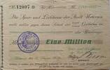 Deutschland Deutsches Reich 1 Million Mark Notgeld der Spar- und Leihkasse SCHLESWIG-HOLSTEIN, Uetersen, Uetersener Bank -