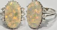 Opalschmuck in Wiessgold 590 Gold Ring Opal Opalring 3,0 Ct Brillanten TWSI -