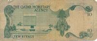 10 Riyals 1973 Katar Geldschein Banknote  Qatar V - stark gebraucht