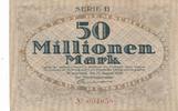 Remscheid 50 Millionen Mark Notgeldschein der Stadt, Nr. 094058 Serie B -