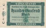 Sollingen 100 Tausend Mark Gutschein der Stadt -