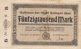 Sollingen 50 Tausend Mark Gutschein der Stadt -